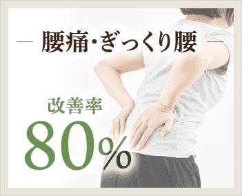 腰痛・ぎっくり腰の改善率80%""
